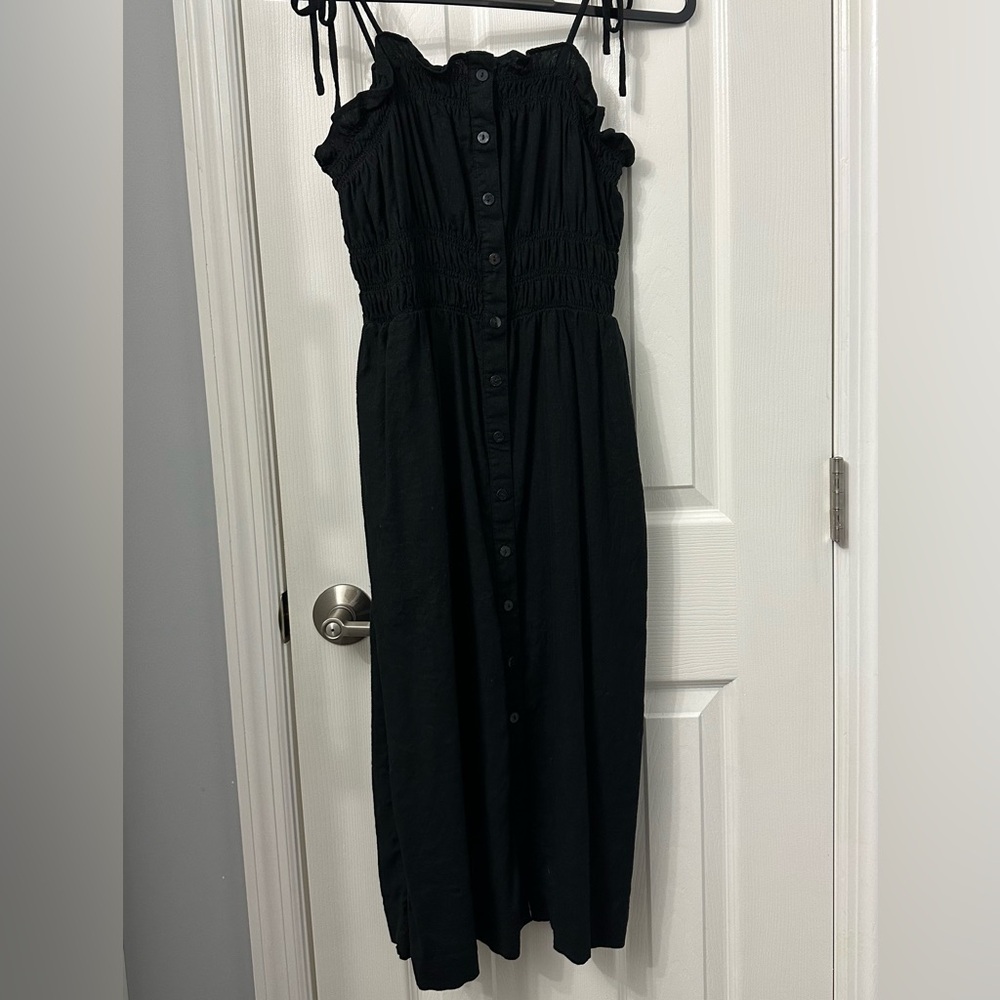 Women’s tie shoulder, black midi dress size M